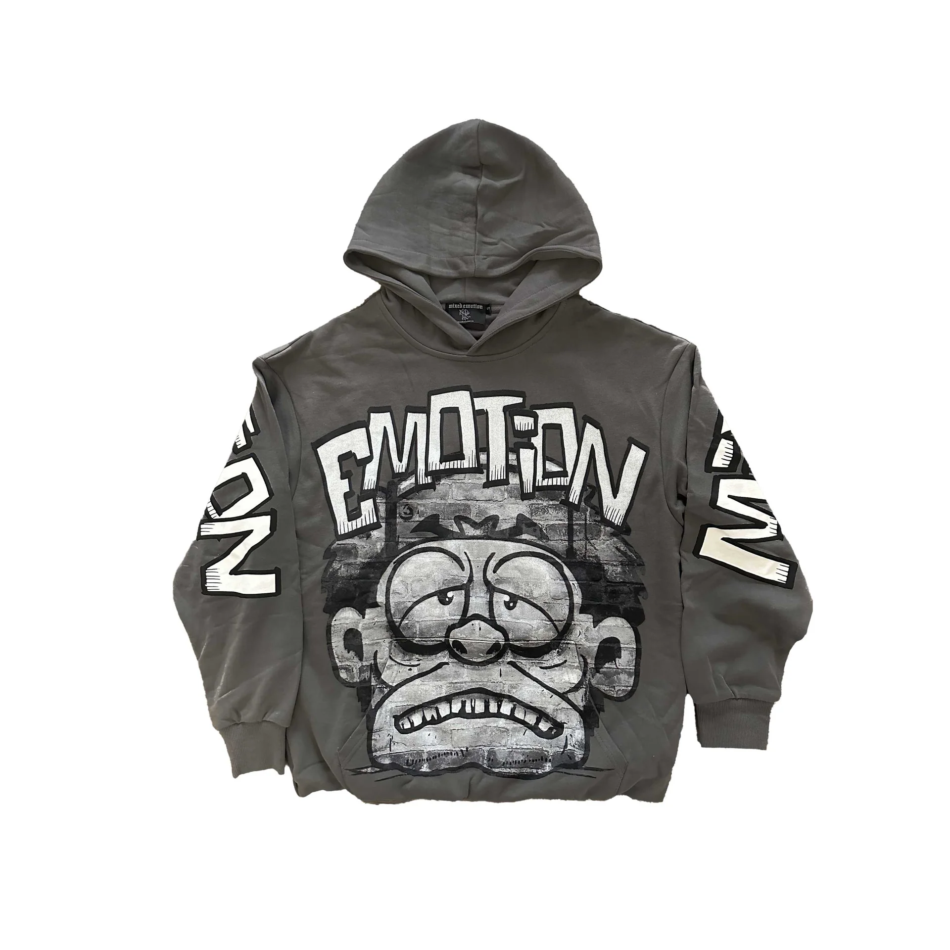 Mixed Emotion Grey Monster Cropped Hoodie Mixed Emotion Grey Monster Cropped Hoodie