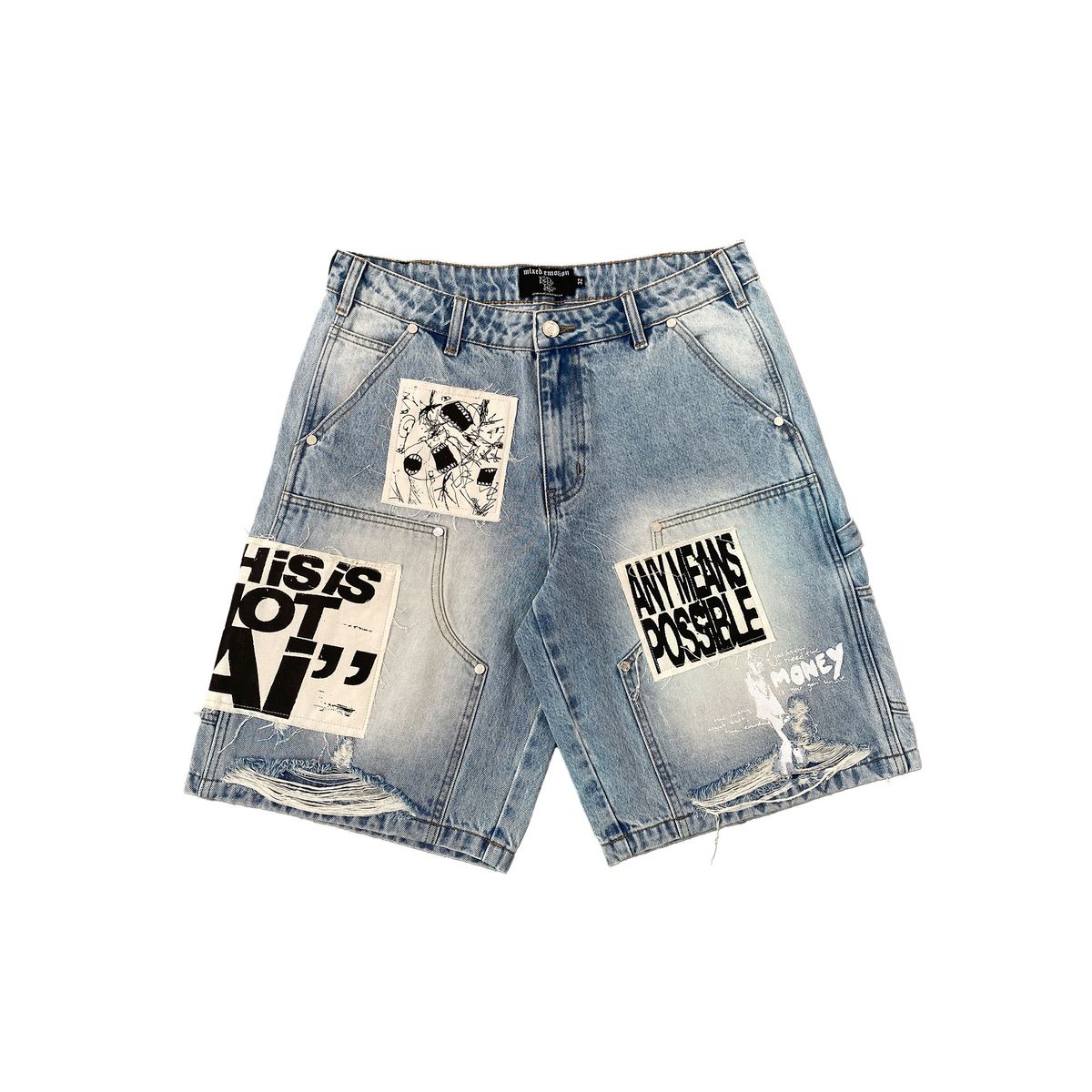 Mixed Emotion “AI” Denim Shorts Blue Mixed Emotion “AI” Denim Shorts Blue