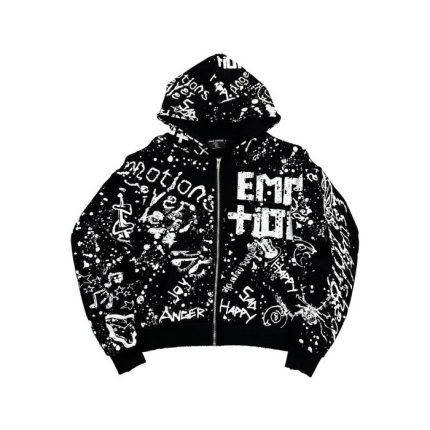 Mixed Emotional Brand Graffiti Dark Hoodie