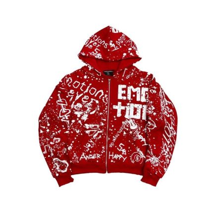 Mixed Emotional Brand Graffiti Red Hoodie