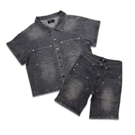 Mixed Emotions Black Denim Short Set