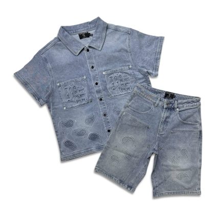 Mixed Emotions Blue Denim Short Set